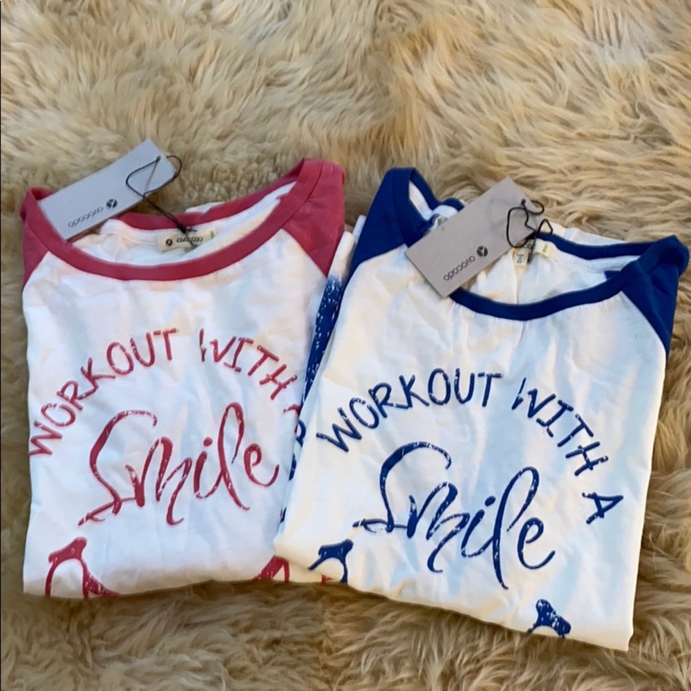 WORKOUT WITH A SMILE 2 baseball tees